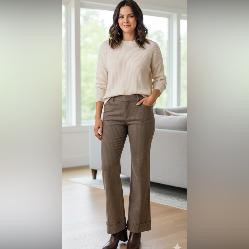 Apt. 9 Ava Pant Brown Herringbone Flare Pants Size 12
